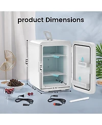 Cowsar Compact Mini Fridge, 15 Can Portable Small Refrigerator with Ac/Dc Adapters, 10 Liter / 2.6 Gal Small Cosmetics Cooler for Beverage, Food, Skin