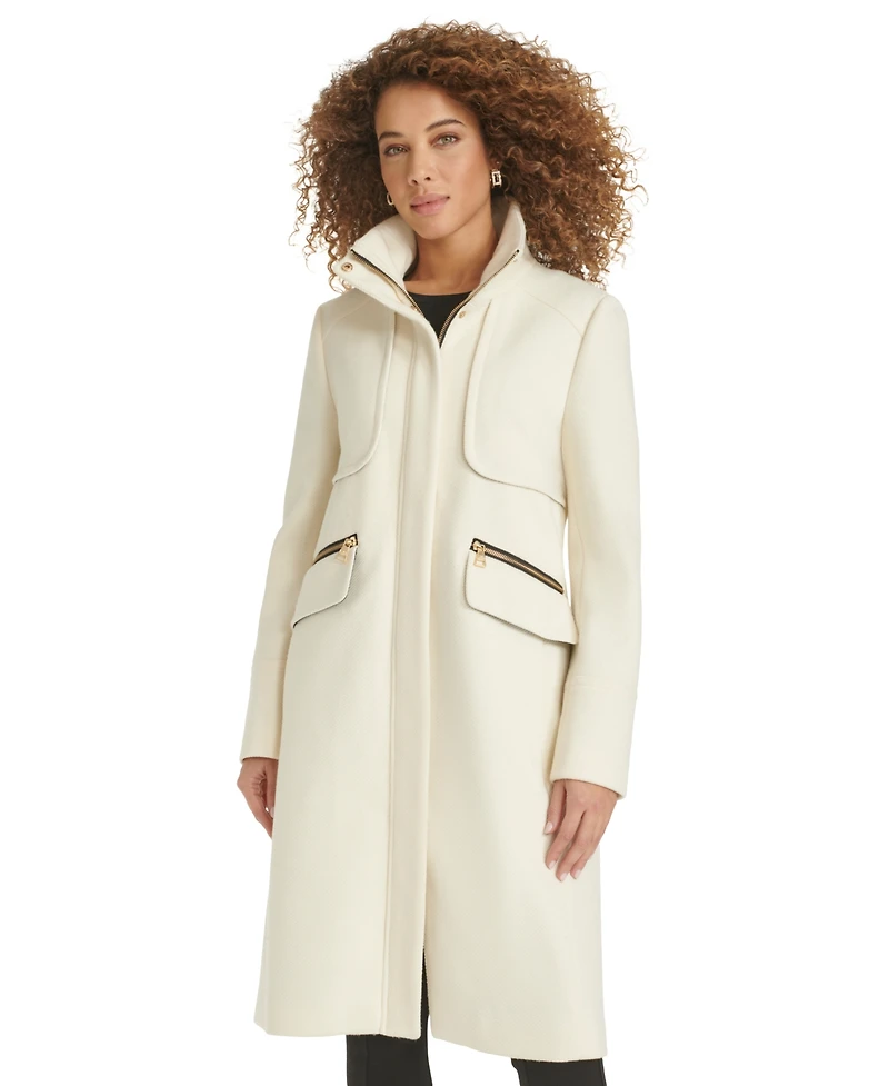 Karl Lagerfeld Paris Women's Zip-Front Boucle Coat, Created for Macy's