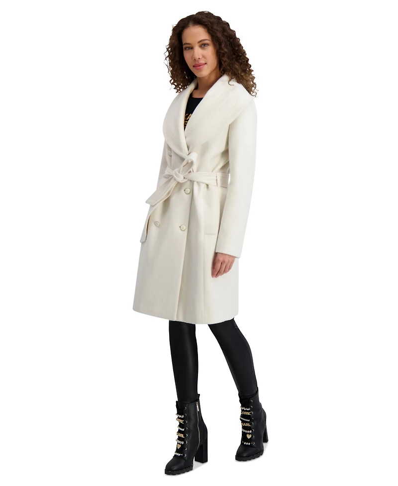 Karl Lagerfeld Paris Women's Double-Breasted Belted Coat
