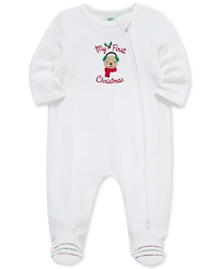 Little Me Baby Merry Bear Velour Footed Coverall