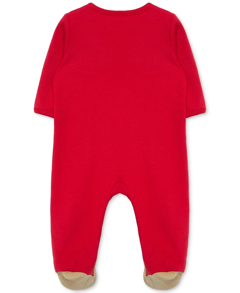 Little Me Baby Holiday Bear Cotton Footed Coverall