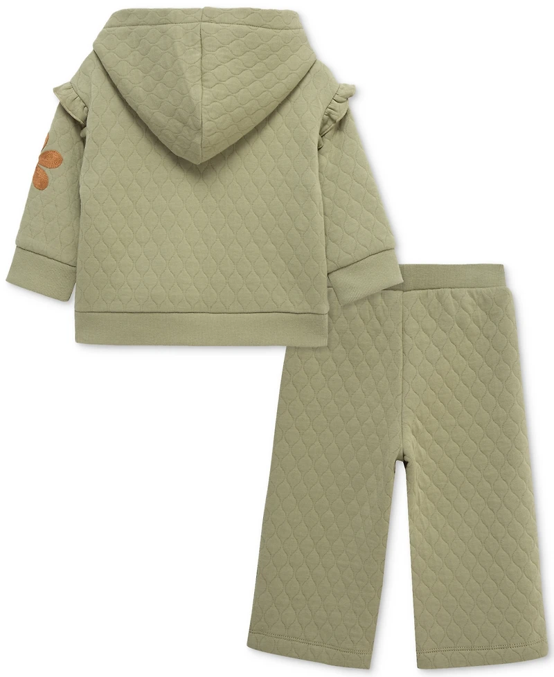 Little Me Baby Girls Flower Hoodie & Pants, 2 Piece Set