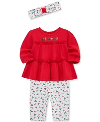 Little Me Baby Girls Cotton Candy Cane Tunic, Headband & Leggings, 3 Piece Set