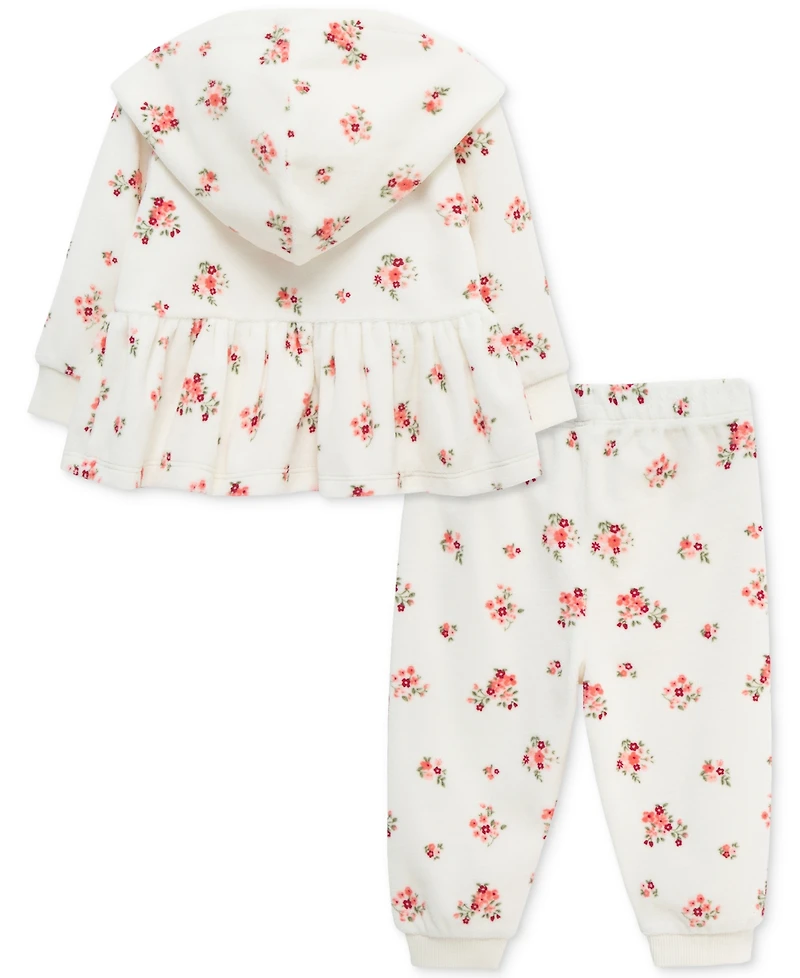 Little Me Baby Girls Garden Hoodie & Pants, 2 Piece Set