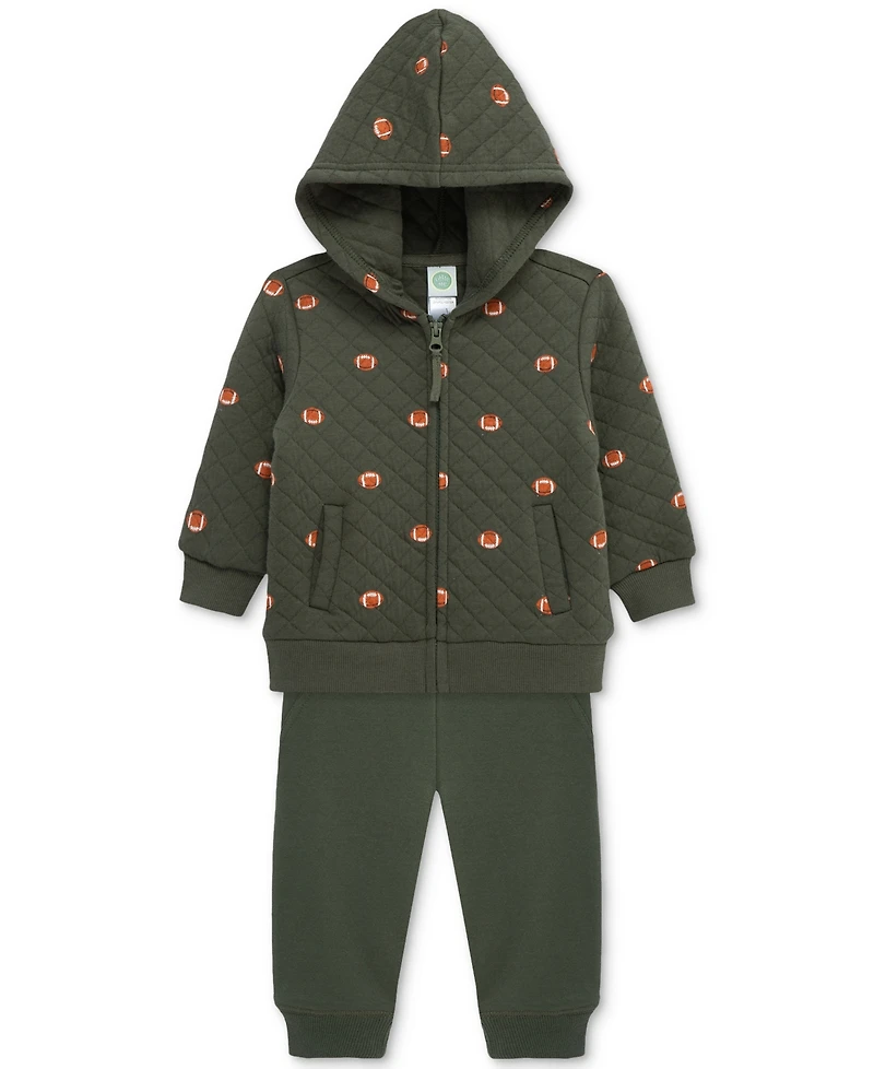 Little Me Baby Boys Zip-Up Football Hoodie & Pants, 2 Piece Set