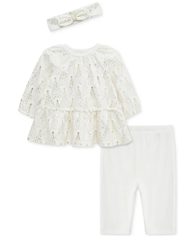Little Me Baby Girls Cotton Trees Tunic, Headband & Leggings, 3 Piece Set