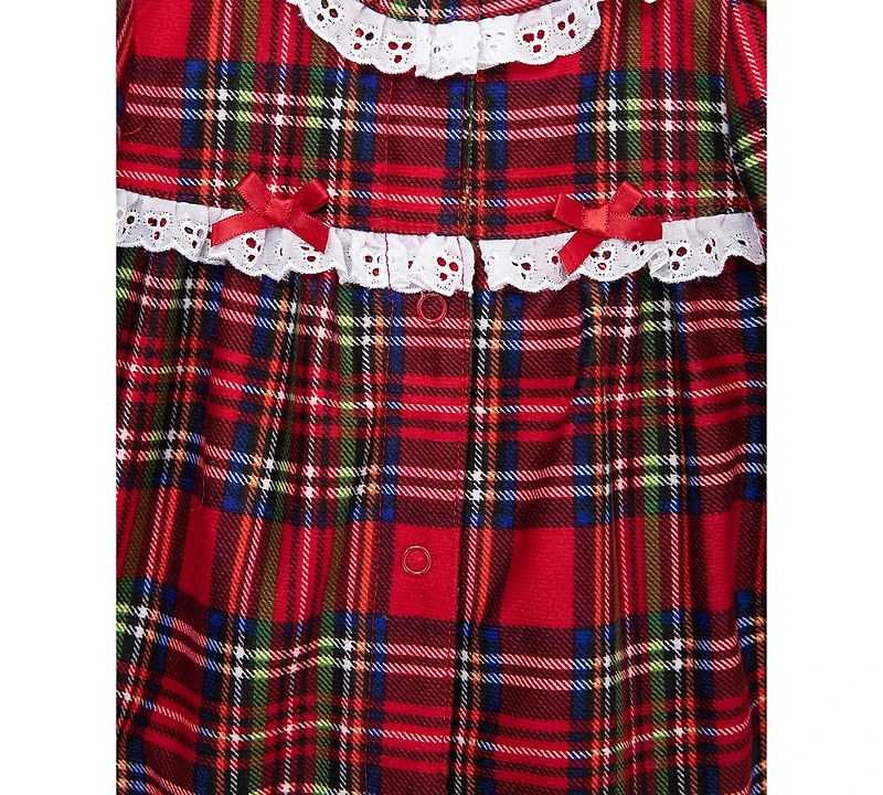 Little Me Baby Girls Plaid Footed Coverall