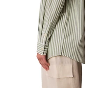 Calvin Klein Jeans Women's Striped Cotton Poplin Button-Down Shirt