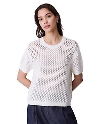 Calvin Klein Jeans Women's Cotton Open-Stitch Short-Sleeve Sweater