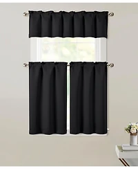 Kate Aurora 3 Piece Room Darkening Rod Pocket Cafe Kitchen Curtain Tier & Valance Set