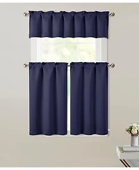 Kate Aurora 3 Piece Room Darkening Rod Pocket Cafe Kitchen Curtain Tier & Valance Set