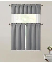 Kate Aurora 3 Piece Room Darkening Rod Pocket Cafe Kitchen Curtain Tier & Valance Set