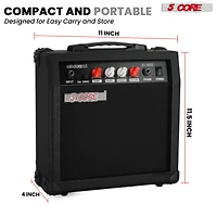 5 Core Guitar Amp 20W Electric Portable Mini Amplifier w Built in 6.5" Speaker Aux Headphone Jack