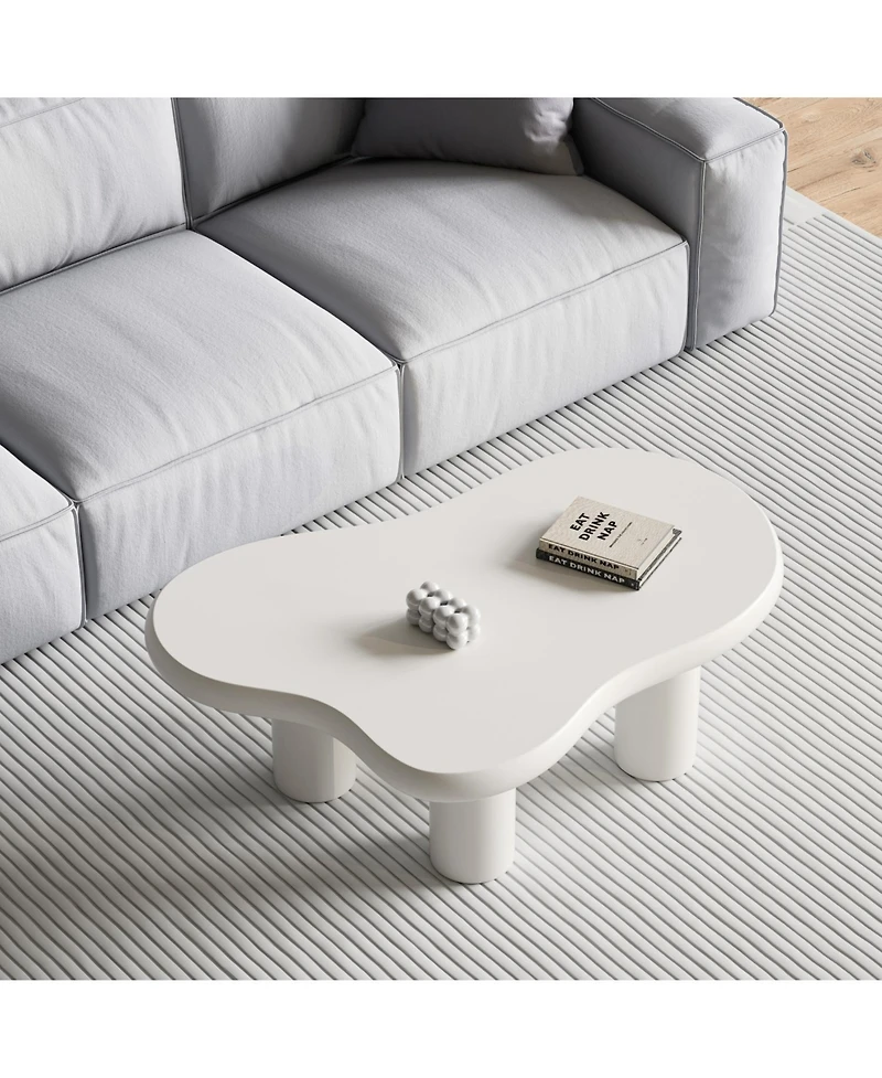 Streamdale Cute Cream Coffee Table (46") with 4 Legs for Living Room