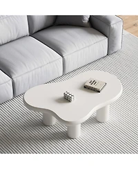 Streamdale Cute Cream Coffee Table (46") with 4 Legs for Living Room