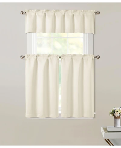 Kate Aurora 3 Piece Room Darkening Rod Pocket Cafe Kitchen Curtain Tier & Valance Set