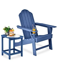 2 Pcs Patio Adirondack Chair Side Table Hdpe Weather Resistant Cup Holder