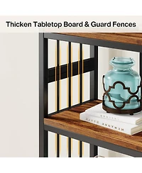 Tribesigns 5-Tier Bookshelf Set of 2, 74.8-Inch Tall Bookshelf, Industrial Curved Freestanding Display Shelf