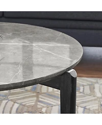 Streamdale Modern Round Coffee Table with Imitation Marble Top