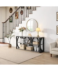 Streamdale Industrial Console Table, 70.87" Entryway Table with Storage, Black