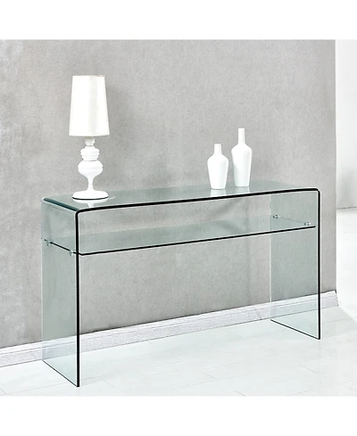 Streamdale Glass Console Table, Transparent Tempered Glass Console Table with Rounded Edges Desks, Sofa Table