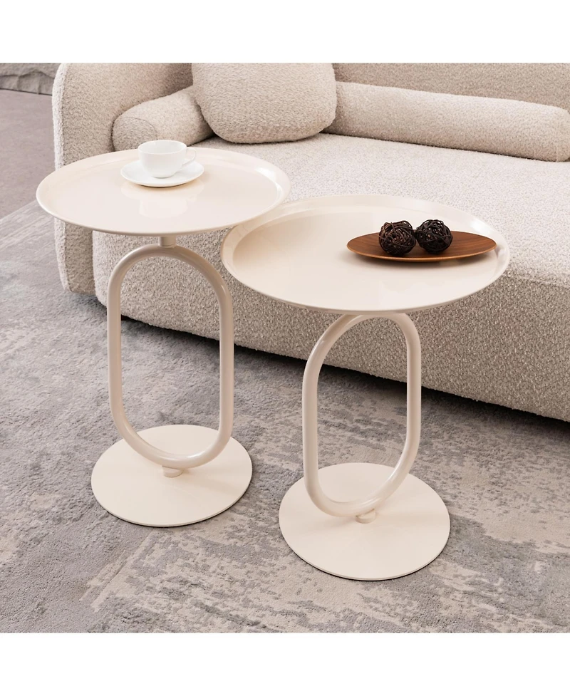 Streamdale Metal End Table, Round Side Table, Small Coffee Table for Living Room