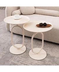 Streamdale Metal End Table, Round Side Table, Small Coffee Table for Living Room