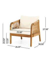 Streamdale Acacia & Wicker Outdoor Club Chair, Soft Cushion, Brown & Beige