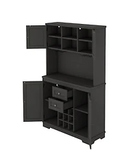 Streamdale Black Farmhouse Coffee/Wine Bar Cabinet with Storage