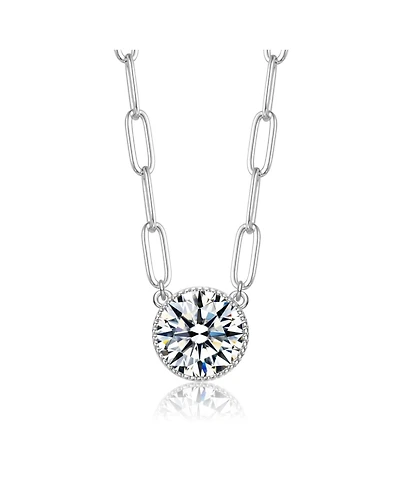 Round Bezel Set Clear Cubic Zirconia Solitaire Necklace