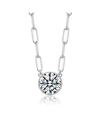 Round Bezel Set Clear Cubic Zirconia Solitaire Necklace