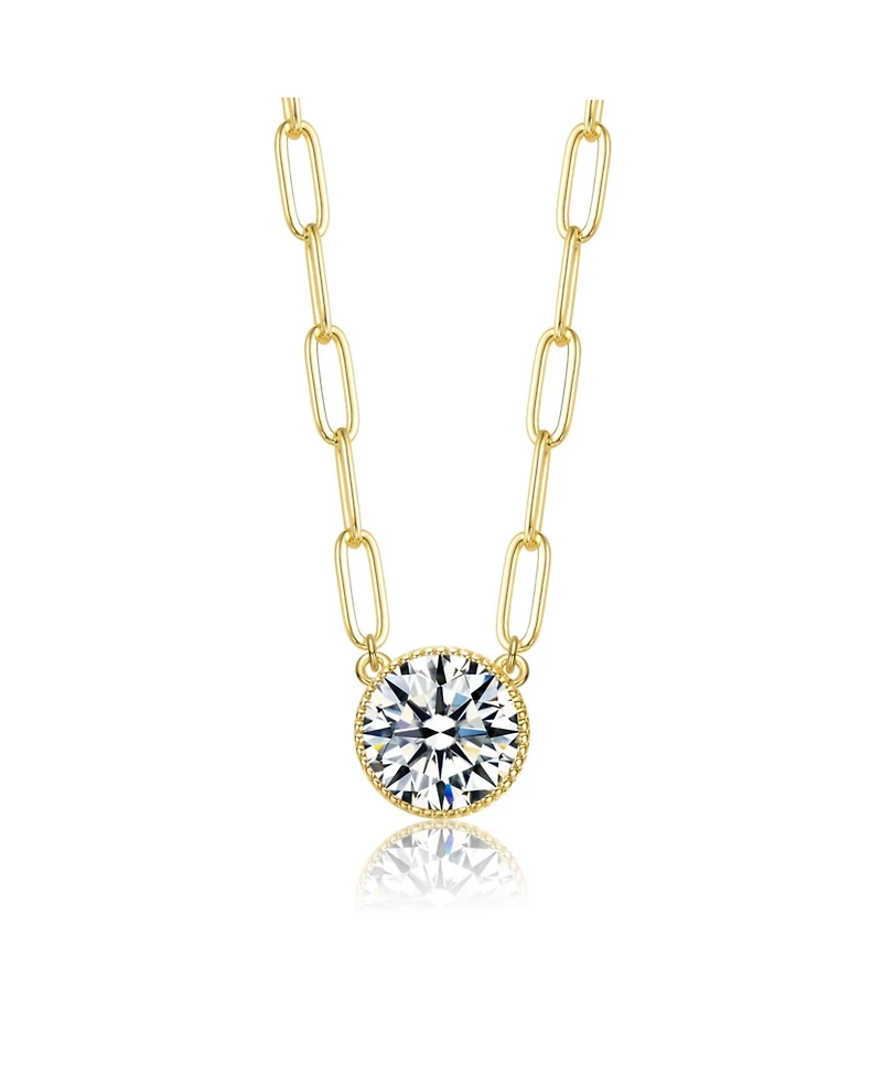 Round Bezel Set Clear Cubic Zirconia Solitaire Necklace