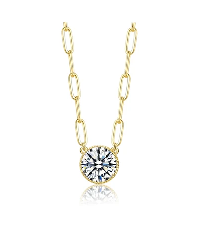 Round Bezel Set Clear Cubic Zirconia Solitaire Necklace