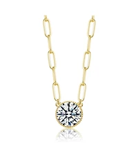 Round Bezel Set Clear Cubic Zirconia Solitaire Necklace