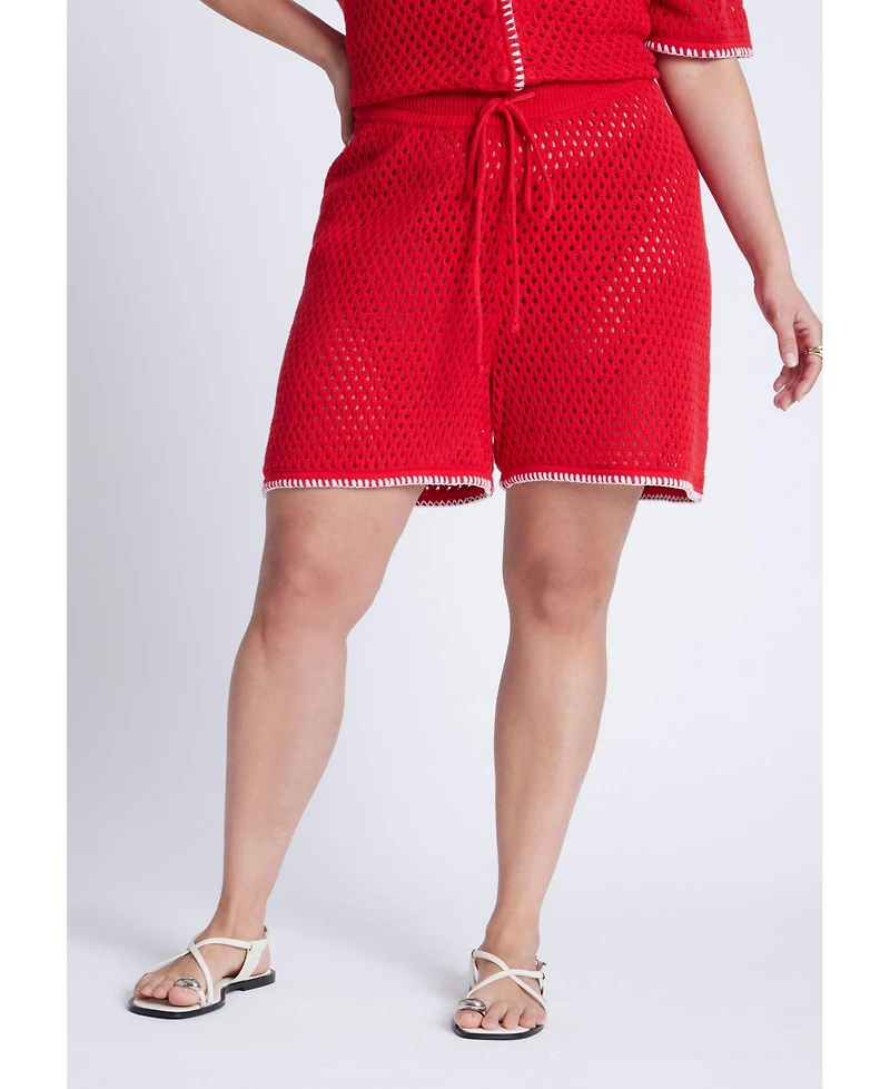 Eloquii Women's Crochet Knitted Short