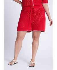 Eloquii Women's Crochet Knitted Short