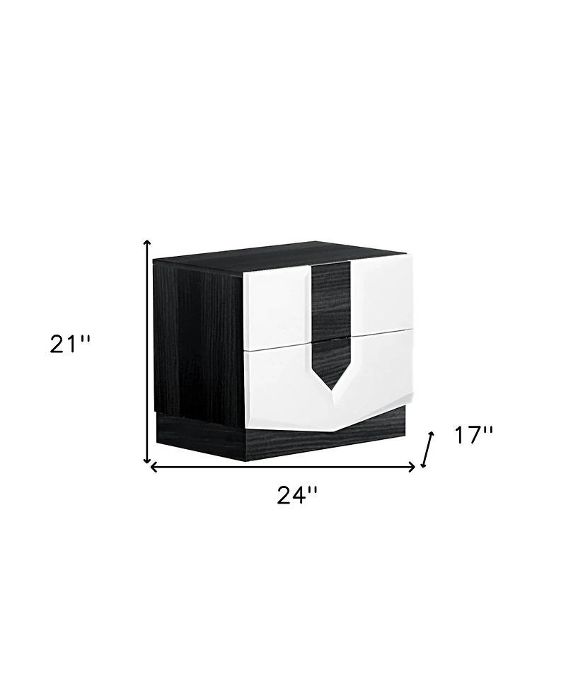 Wooden Two-Drawer Nightstand with Elegant Storage