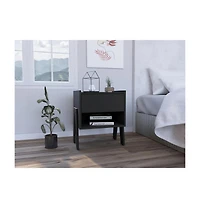 Rectangular One Drawer Nightstand with Wood Top for Bedroom Storage