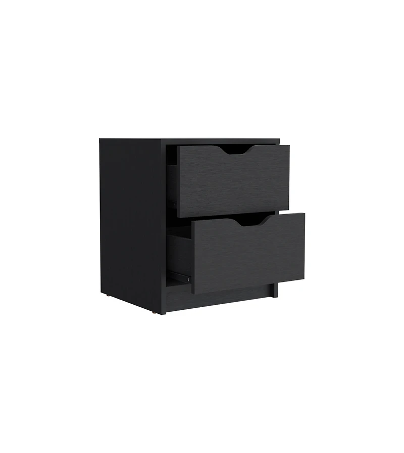Two Drawer Faux Wood Nightstand for Bedroom Storage and Bedside Table