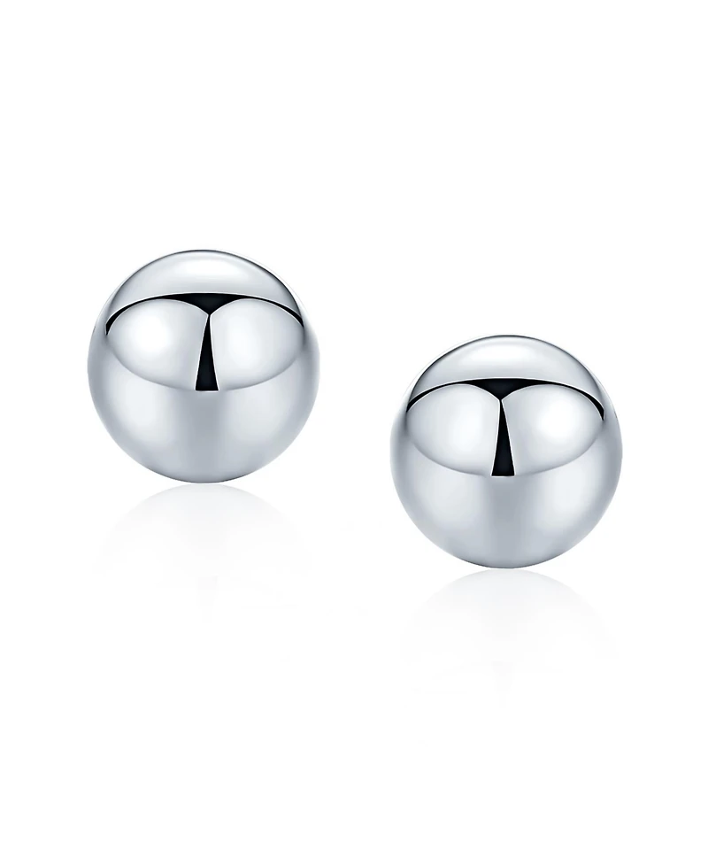Bling Jewelry Minimalist Plain Simple Round Bead Ball Tragus Cartilage Stud Earrings Shiny Polish .925 Sterling Silver
