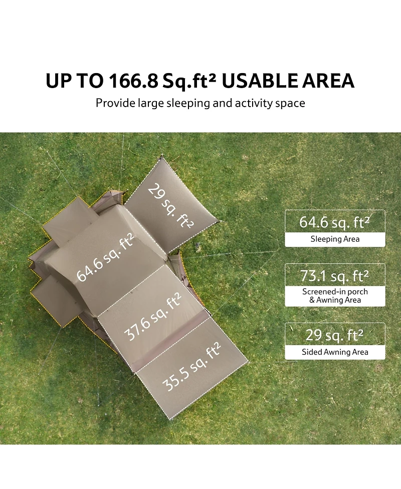 Naturehike Village Camping Tent,4/6/8 Person Tents for Camping, 60S Easy Setup Instant Tent for Family Camping