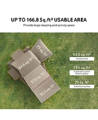 Naturehike Village Camping Tent,4/6/8 Person Tents for Camping, 60S Easy Setup Instant Tent for Family Camping