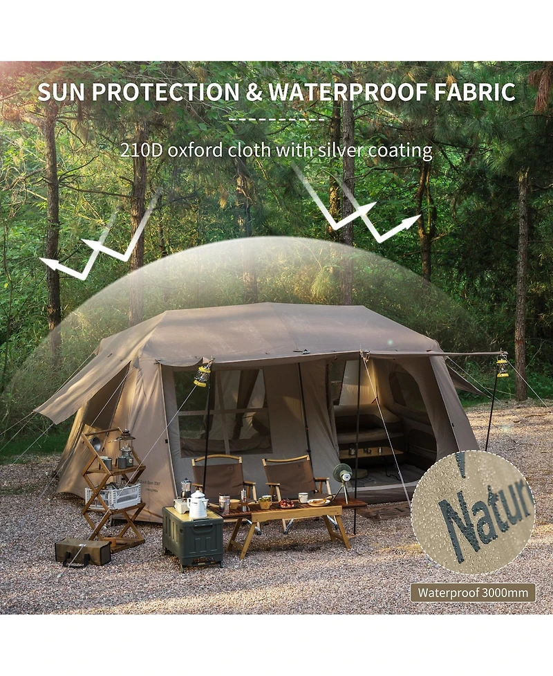 Naturehike Village Camping Tent,4/6/8 Person Tents for Camping, 60S Easy Setup Instant Tent for Family Camping