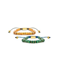 Bling Jewelry Set of Two Natural Orange Agate and Green Malachite Strand Bracelet Gold Plated Spacers