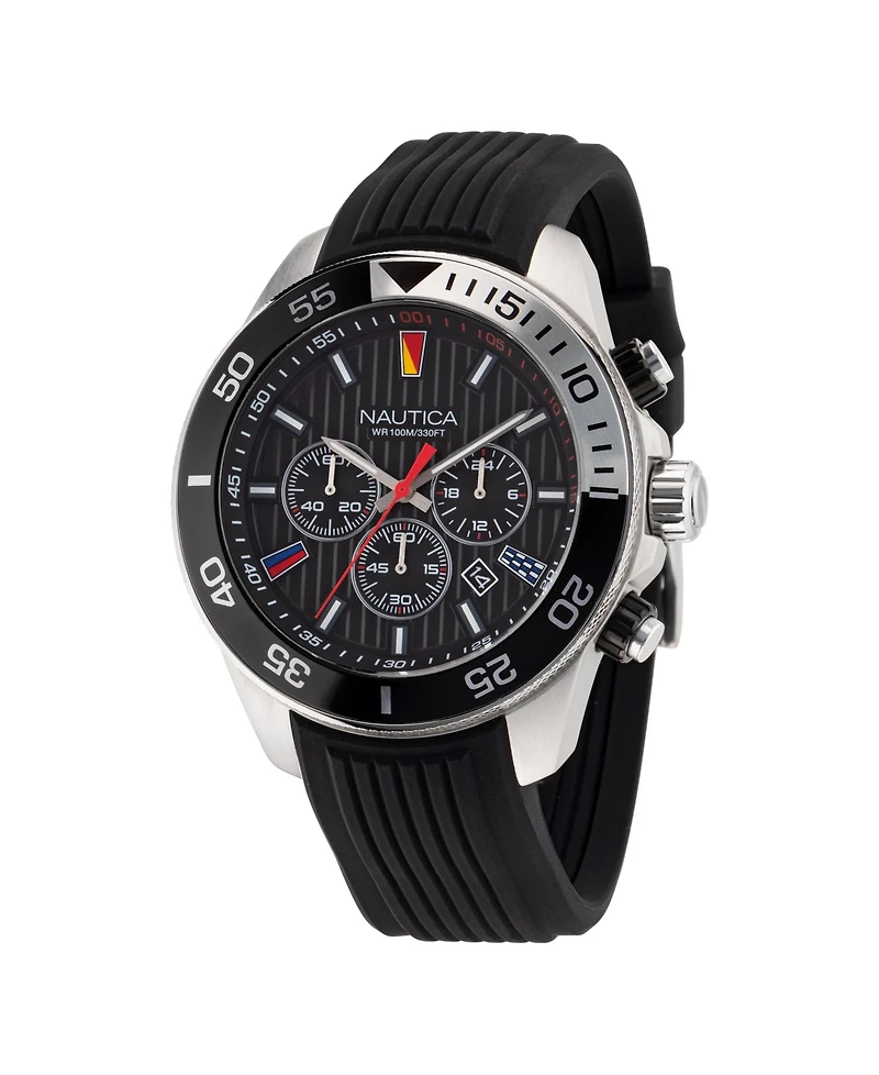 Nautica Men's Analog Silver-Tone Stainless Steel Watch Set, 48mm