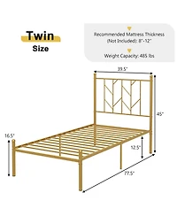 Gymax Twin Size Platform Bed Frame Heavy-duty Metal Bed Frame w/Sturdy Metal Slat Support