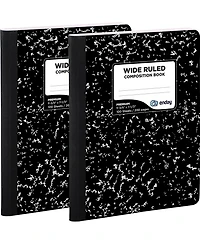 Enday Marble Composition Notebook Wide Ruled Black and White Composition Books 100 Sheets (2 Pack