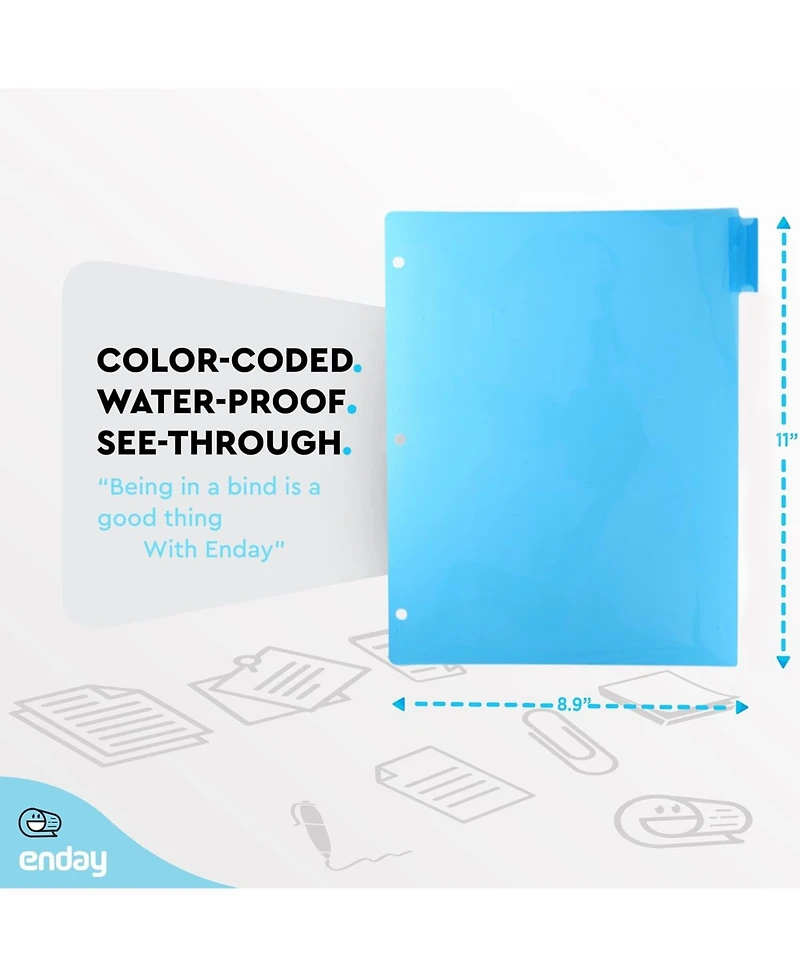 Binder Dividers with Tabs, 8 for 3 Ring Standard Index Folder Dividers, Plastic Multicolor White Insertable Tabs –