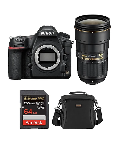 Nikon D850 Dslr Camera with Af-s Nikkor 24-70mm f/2.8E Ed Vr Lens, Bundle with 64GB Memory Card, Alpine 160 Shoulder Bag