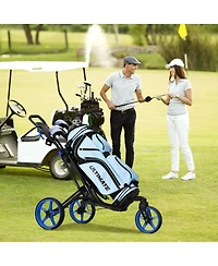 3 Wheel Folding Golf Push Cart with Scoreboard and Adjustable Handle